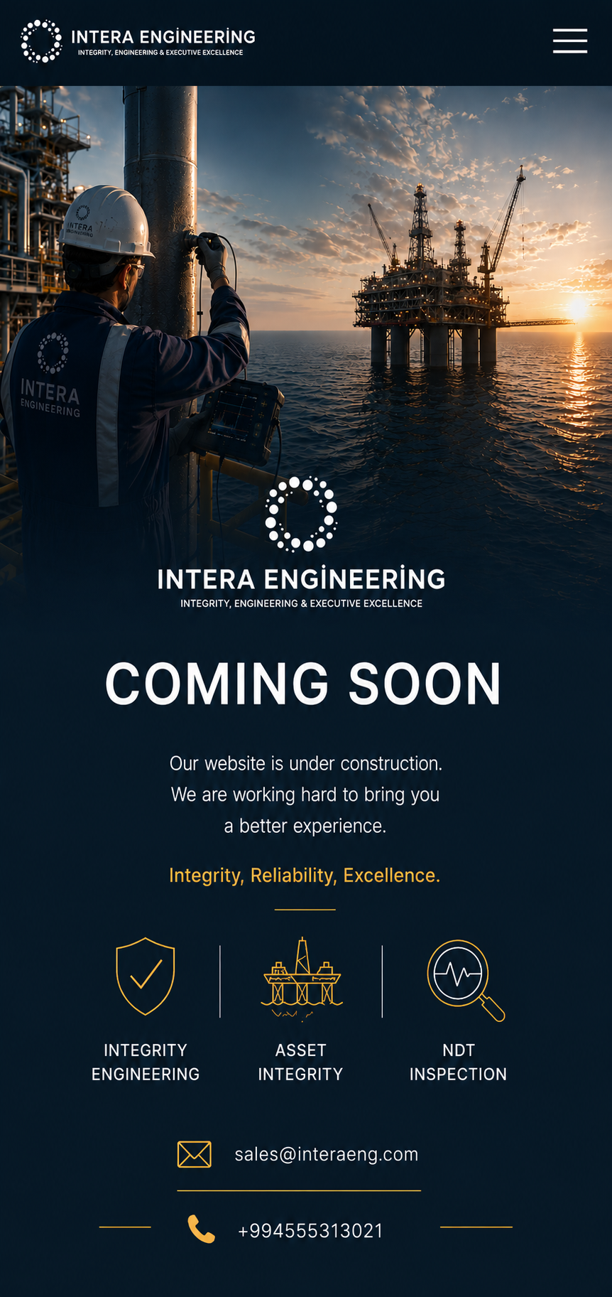 Intera Engineering — Coming Soon (mobile)